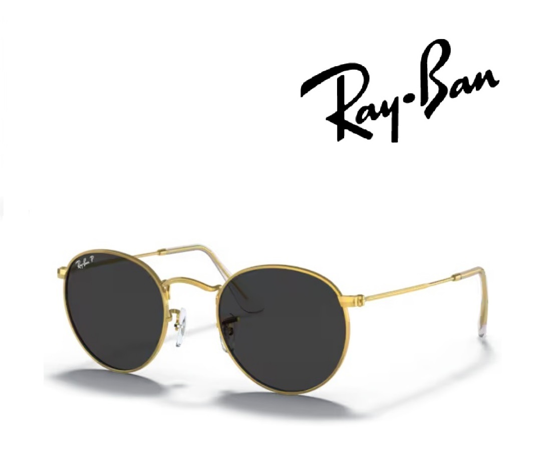 Ray-Ban サングラス レイバン れいばん ROUND METAL ラウンドメタル RB3447 919648 53サイズ フレームカラー ゴールド レンズカラー ブラック 偏光レンズ 「国内正規商品」「保証付き」 [ミニドライバー ＋ ドライタイプメガネ拭き付属]