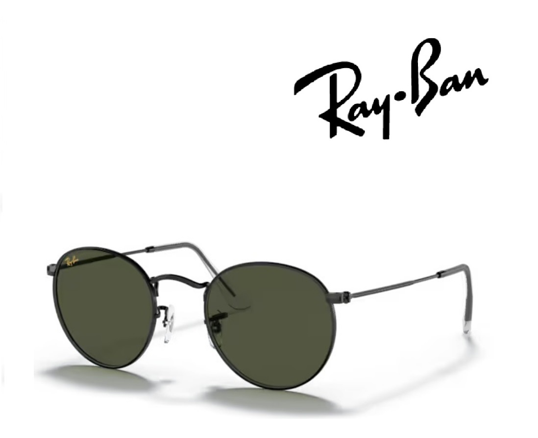 Ray-Ban サングラス レイバン れいばん ROUND METAL ラウンドメタル 丸メガネ RB3447 919931 50サイズ フレームカラー ブラック レンズカラー グリーン G-15 「国内正規商品」「保証付き」 [ミニドライバー ＋ ドライタイプメガネ拭き付属]｜GLASS SHOP DREAM