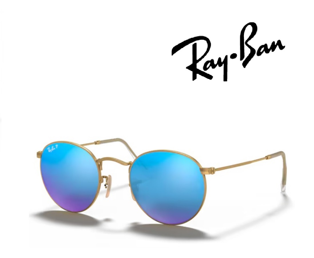 Ray-Ban サングラス レイバン れいばん ROUND METAL ラウンドメタル 丸メガネ RB3447 112/4L 50サイズ フレームカラー ゴールド レンズカラー ブルー 偏光レンズ 「国内正規商品」「保証付き」 [ミニドライバー ＋ ドライタイプメガネ拭き付属]