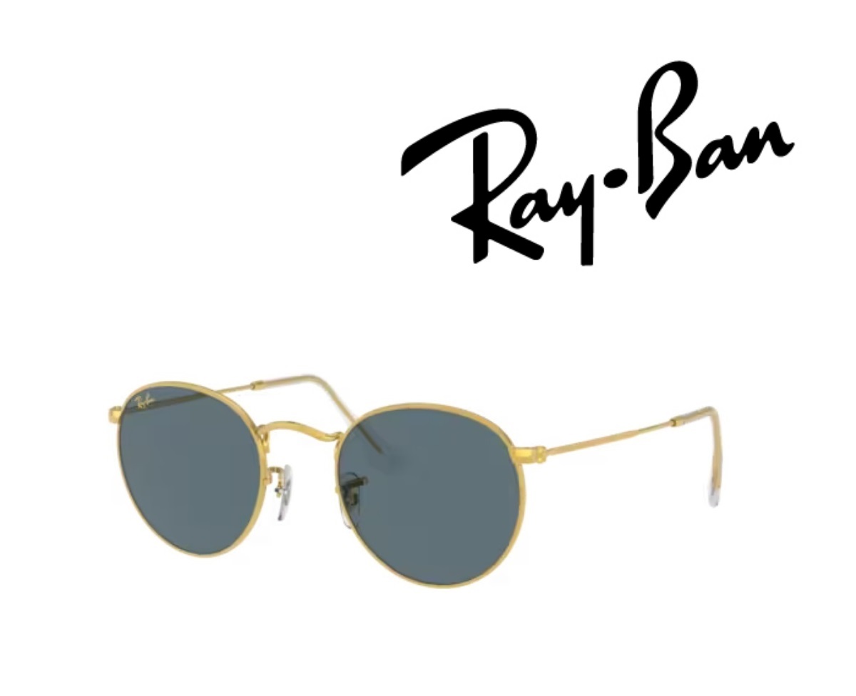 Ray-Ban サングラス レイバン れいばん ROUND METAL ラウンドメタル 丸メガネ RB3447 9196R5 50サイズ フレームカラー レジェンド ゴールド レンズカラー ブルー 「国内正規商品」「保証付き」 [ミニドライバー ＋ ドライタイプメガネ拭き付属]