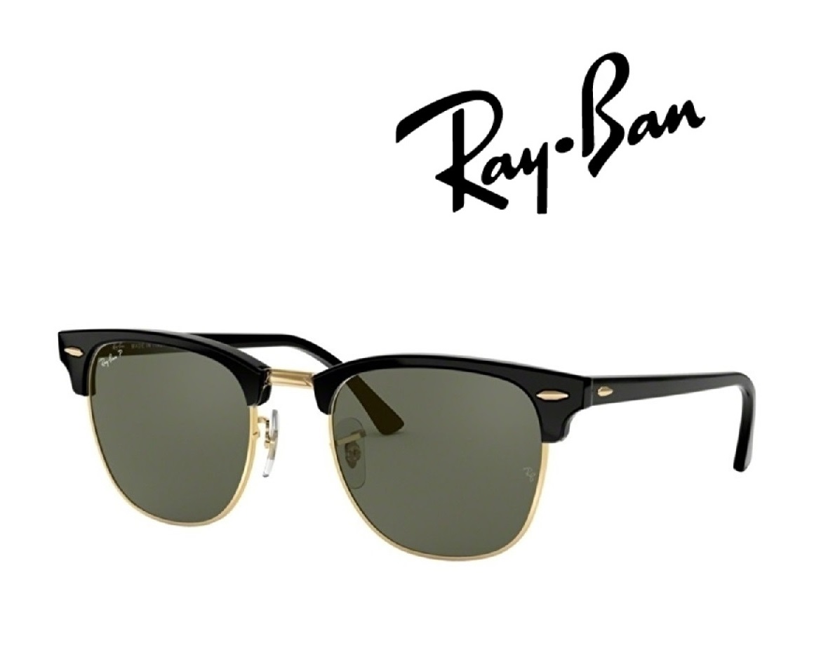 Ray-Ban サングラス レイバン れいばん CLUBMASTER クラブマスター RB3016 901/58 51サイズ フレームカラー ブラック　レンズカラー グリーンクラシックG-15 偏光レンズ 「国内正規商品」「保証付き」 [ミニドライバー] ＋ [ドライタイプメガネ拭き付属]