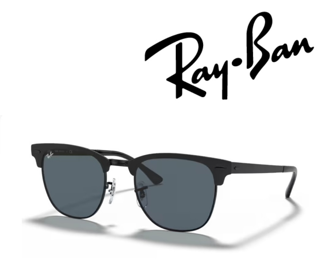 Ray-Ban サングラス レイバン れいばん CLUBMASTER METAL / クラブマスター メタル RB3716 186/R5 51サイズ フレームカラー ブラック　レンズカラー ブルー 「国内正規商品」「保証付き」 [ミニドライバー＋ドライタイプメガネ拭き付属]｜GLASS SHOP DREAM