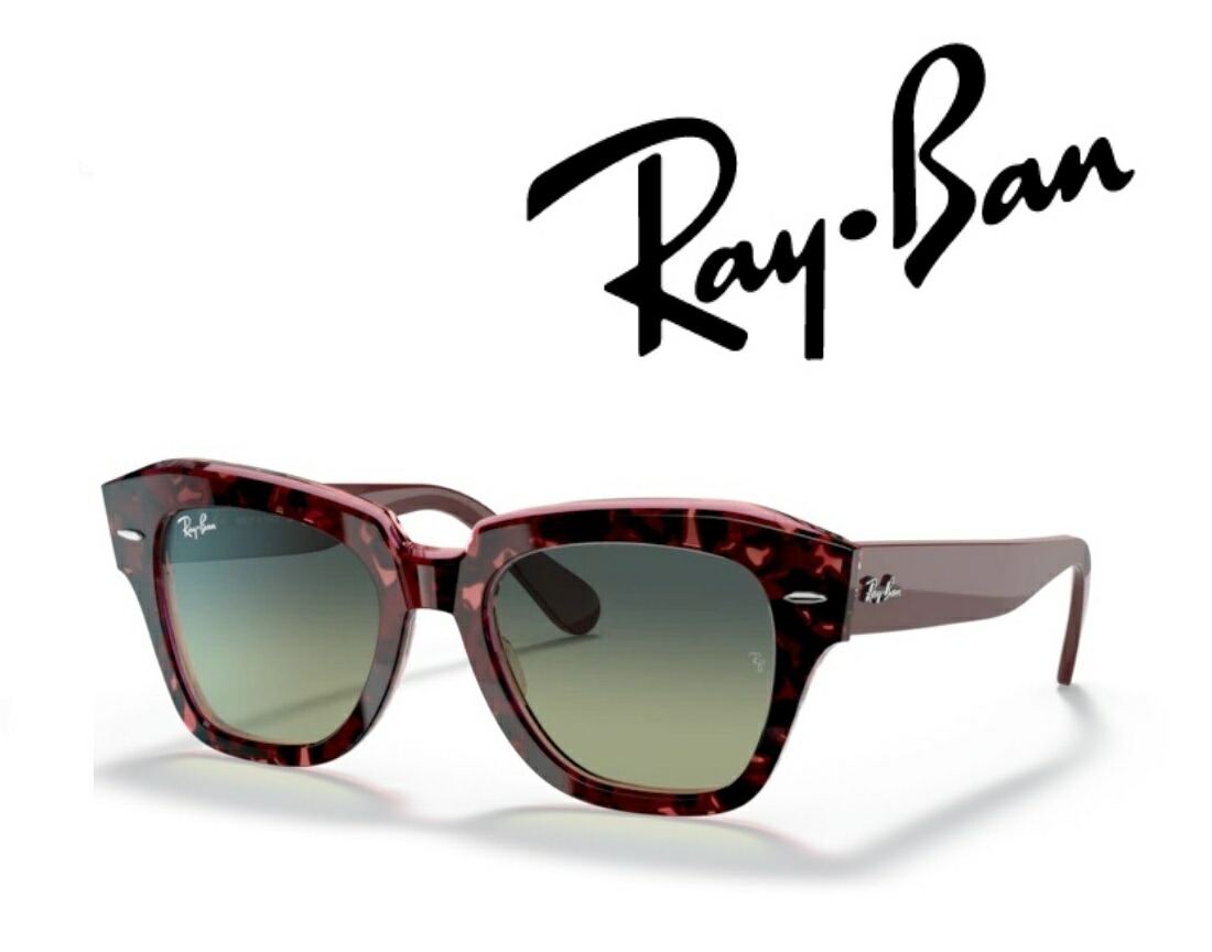 Ray-Ban サングラス レイバン れいばん STATE STREET / ステートストリート RB2186シリーズ RB2186 1323BH 49サイズ フレームカラー ハバナ オン トランスパレント パープル レンズカラー グリーン ビンテージ 「国内正規商品」[ミニドライバー＋ドライタイプメガネ拭き付属]