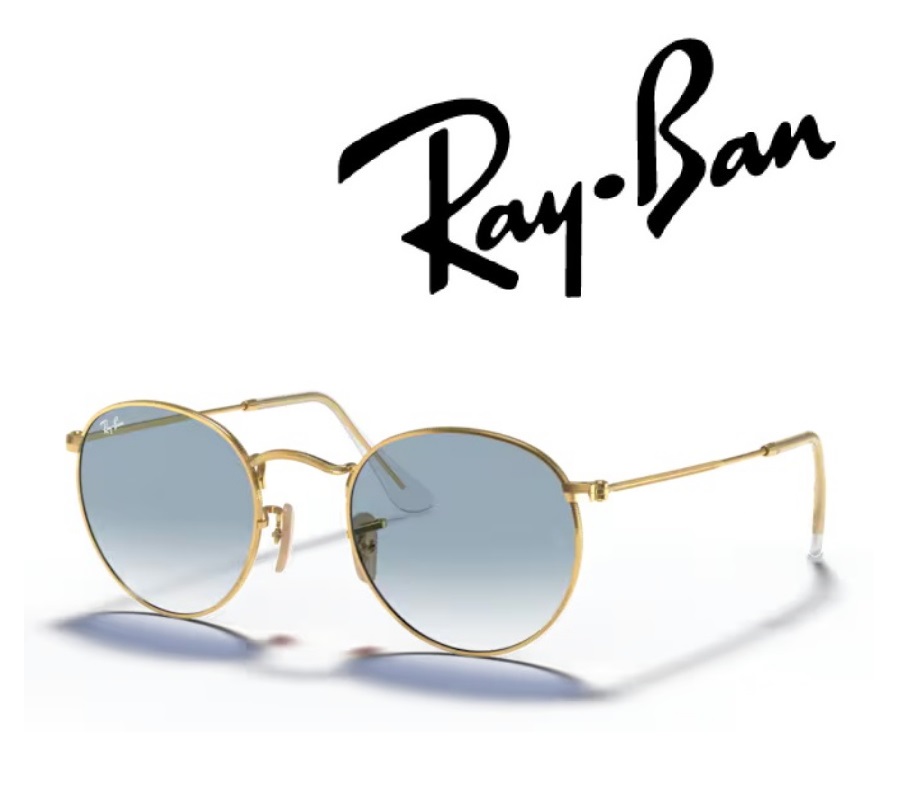 Ray-Ban サングラス レイバン れいばん ROUND METAL ラウンドメタル RB3447N 001/3F 50サイズ フレームカラー アリスタ ゴールド レンズカラー ライト ブルー グラディエント メンズ レディース「国内正規商品」「保証付き」 [ミニドライバー ＋ ドライタイプメガネ拭き付属]｜GLASS SHOP DREAM