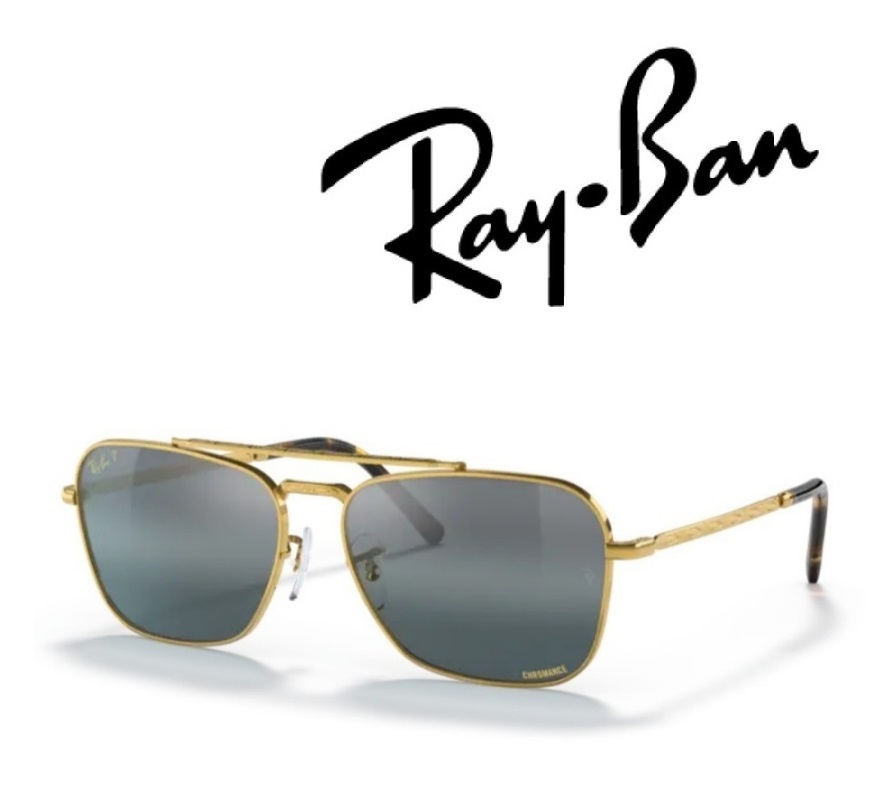 Ray-Ban 黒眼鏡 レイバン れいばん NEW CARAVAN / ニュー 隊商 RB3636 9196G6 58大きさ ひな形色つや ゴールド 水晶体色つや しろがね色/青み 偏光水晶体 メンズ レディース  「国内置き目商いもの」「引き受ける付き添い人」 [ミニ１番ウッド ＋ 素っ気ない印字機眼鏡拭き属する]