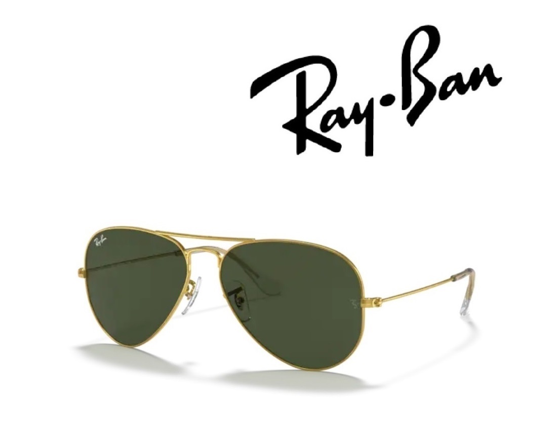 Ray-Ban サングラス レイバン れいばん AVIATOR / アビエーター ラージメタル RB3025 001 62サイズ フレームカラー ゴールド レンズカラー グリーン クラッシク G-15 「国内正規商品」「保証付き」 [ミニドライバー ＋ ドライタイプメガネ拭き付属]