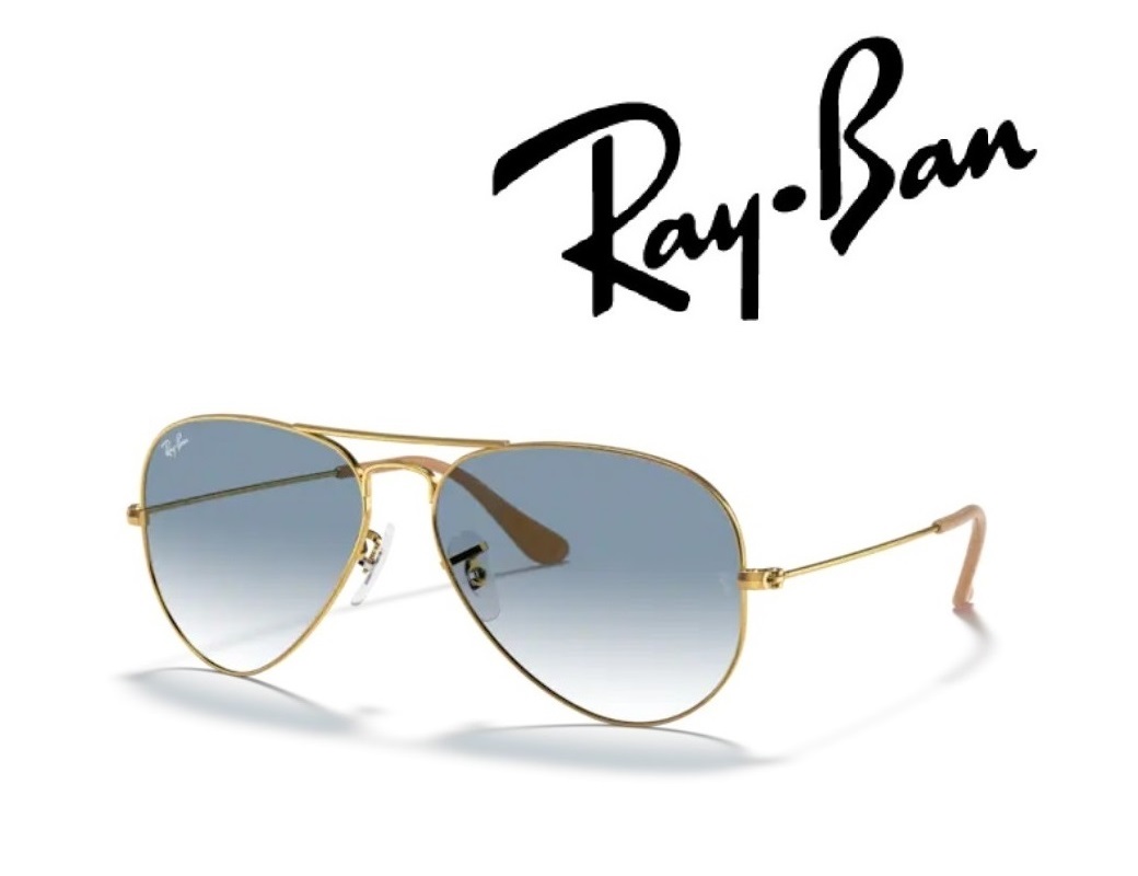 Ray-Ban サングラス レイバン れいばん AVIATOR / アビエーター ラージメタル RB3025 001/3F 58サイズ フレームカラー アリスタ ゴールド レンズカラー ライト ブルー グラディエント 「国内正規商品」「保証付き」 [ミニドライバー ＋ ドライタイプメガネ拭き付属]｜GLASS SHOP DREAM