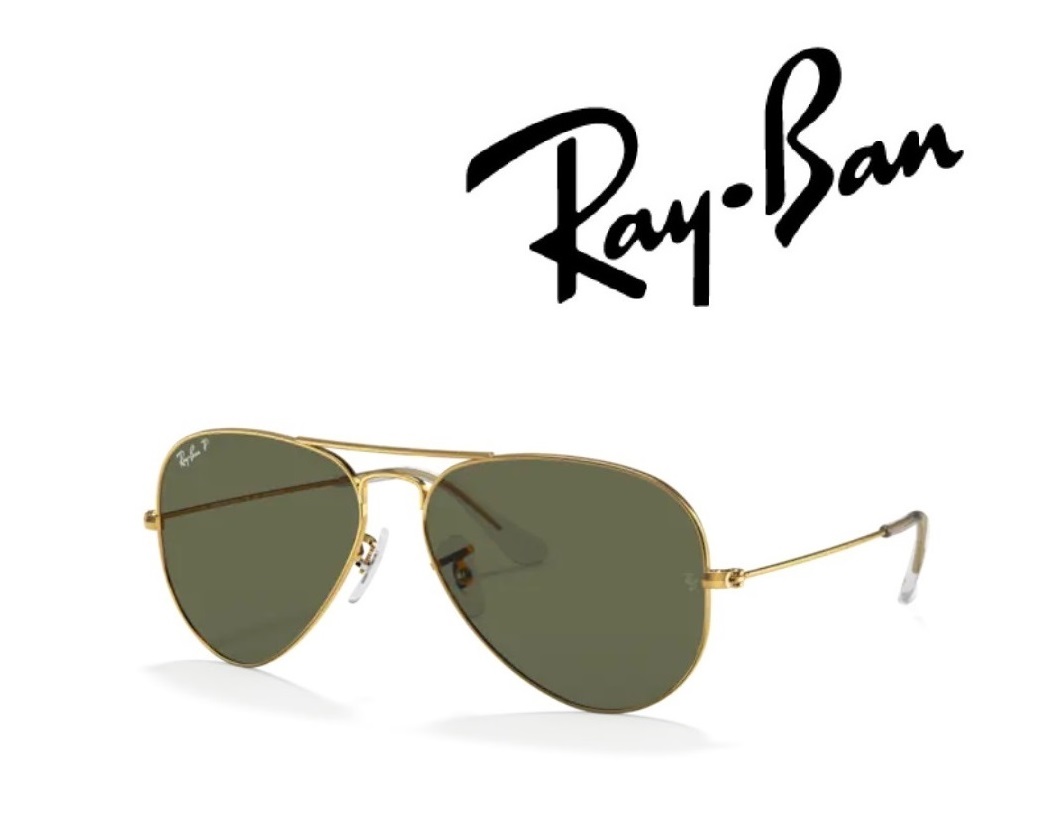 Ray-Ban サングラス レイバン れいばん AVIATOR / アビエーター ラージメタル RB3025 001/58 62サイズ フレームカラー アリスタ ゴールド レンズカラー ダーク グリーン 偏光レンズ 「国内正規商品」「保証付き」 [ミニドライバー ＋ ドライタイプメガネ拭き付属]