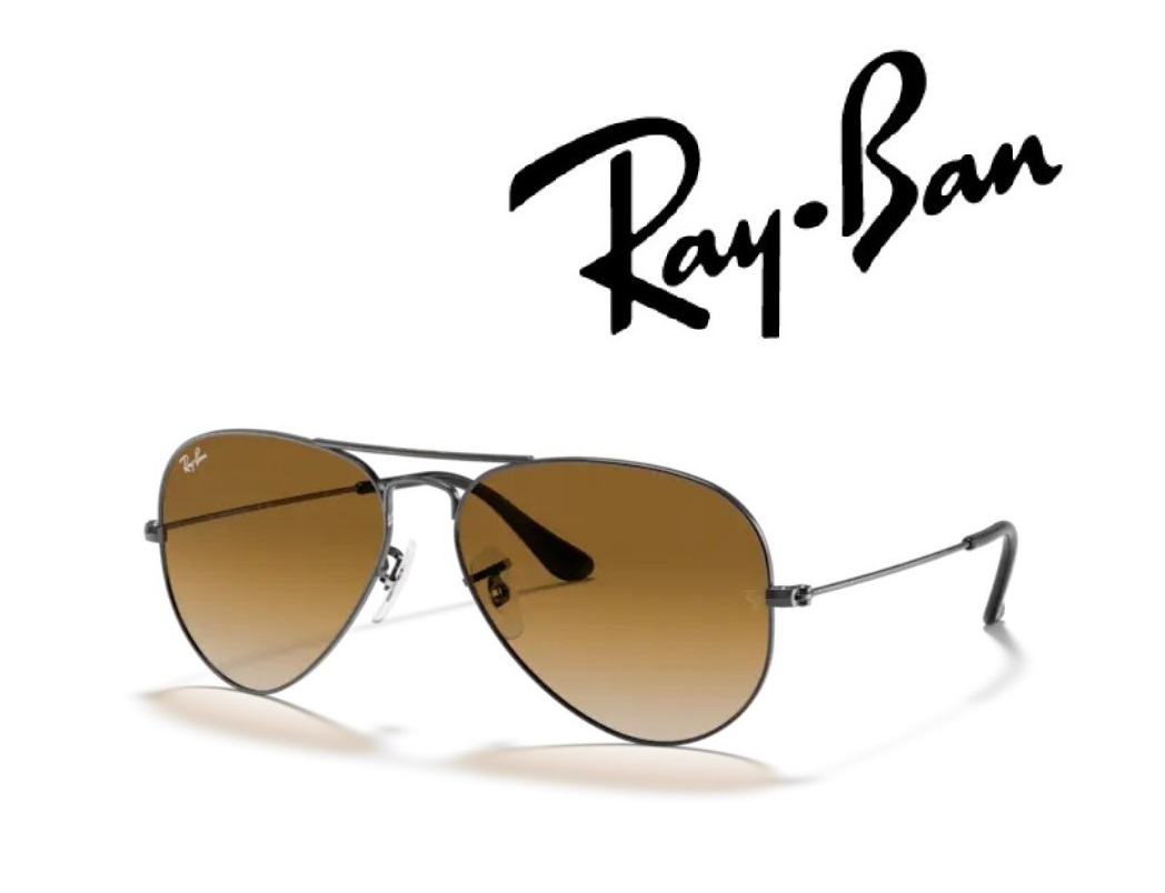 Ray-Ban サングラス レイバン れいばん AVIATOR / アビエーター ラージメタル RB3025 004/51 58サイズ フレームカラー ガンメタル レンズカラー ライト ブラウン グラディエント 「国内正規商品」「保証付き」 [ミニドライバー ＋ ドライタイプメガネ拭き付属]｜GLASS SHOP DREAM