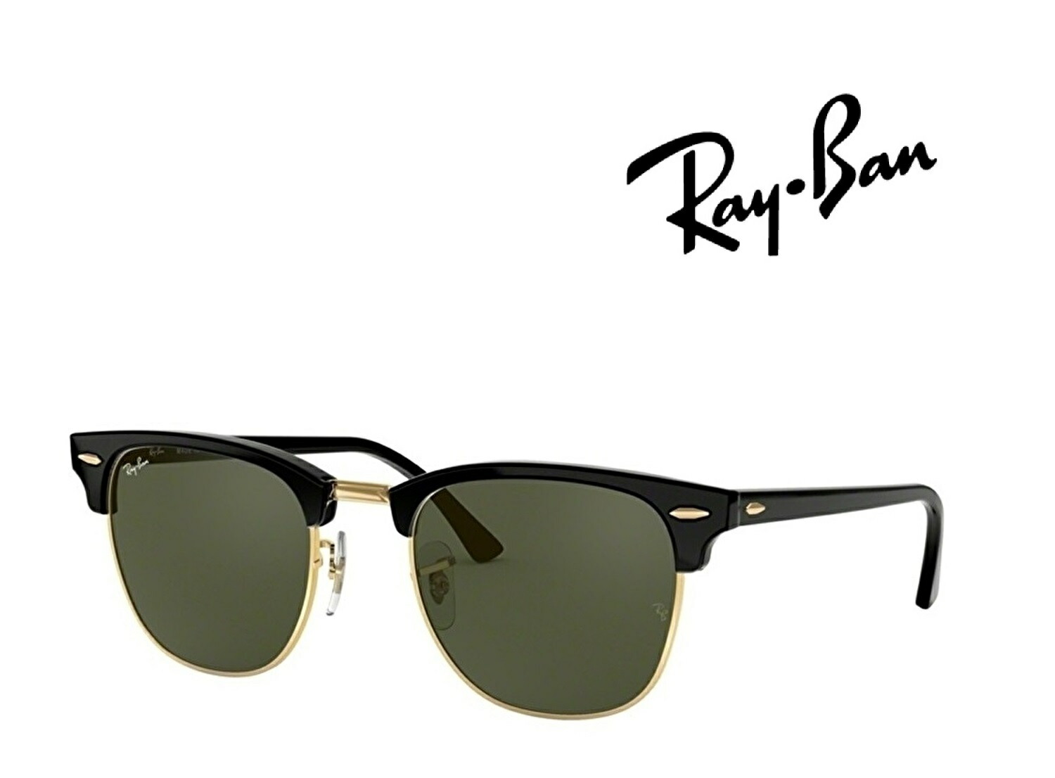 Ray-Ban サングラス レイバン れいばん CLUBMASTER クラブマスター RB3016F W0365 55サイズ フレームカラー ブラック / ゴールド　レンズカラー グリーンクラシックG-15 「国内正規商品」「保証付き」 [ミニドライバー] ＋ [ドライタイプメガネ拭き付属] 16,727円