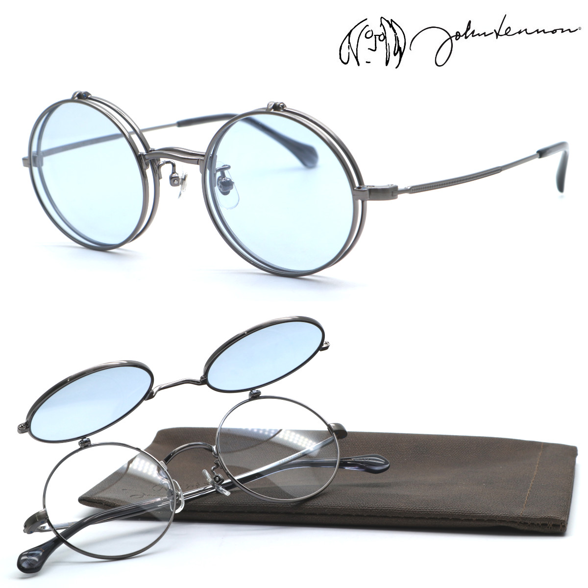 【john lennon】ジョンレノン JL-557 col.3 メガネ　度付又は度無レンズセット 複式 ハネ上げサングラス【正規品】【送料無料】ボストン 丸メガネ メンズ レディース ユニセックス クラシック おしゃれ ブランド 高級 ラウンド 跳ね上げ 複式