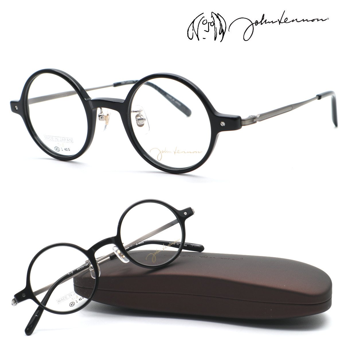 【john lennon】ジョンレノン JL-6022 col.1 メガネ 度付又は度無レンズセット 【正規品】【送料無料】ボストン 丸メガネ メンズ レディース ユニセックス クラシック おしゃれ ブランド 日本製|GlassGallery Is