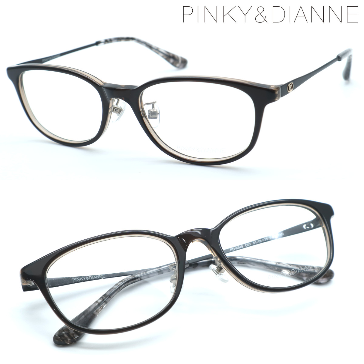 【PINKY\u0026DIANNE】ピンキーアンドダイアン PD-8349 col.01 眼鏡 度付又は度無水晶体仕掛ける【置き目品】【貨物輸送無料】【伊達眼鏡】レディース かっこ良い ブランド名 豆の町型 四角い UV撥ね除ける 眼鏡-バッグ・小物・ブランド雑貨