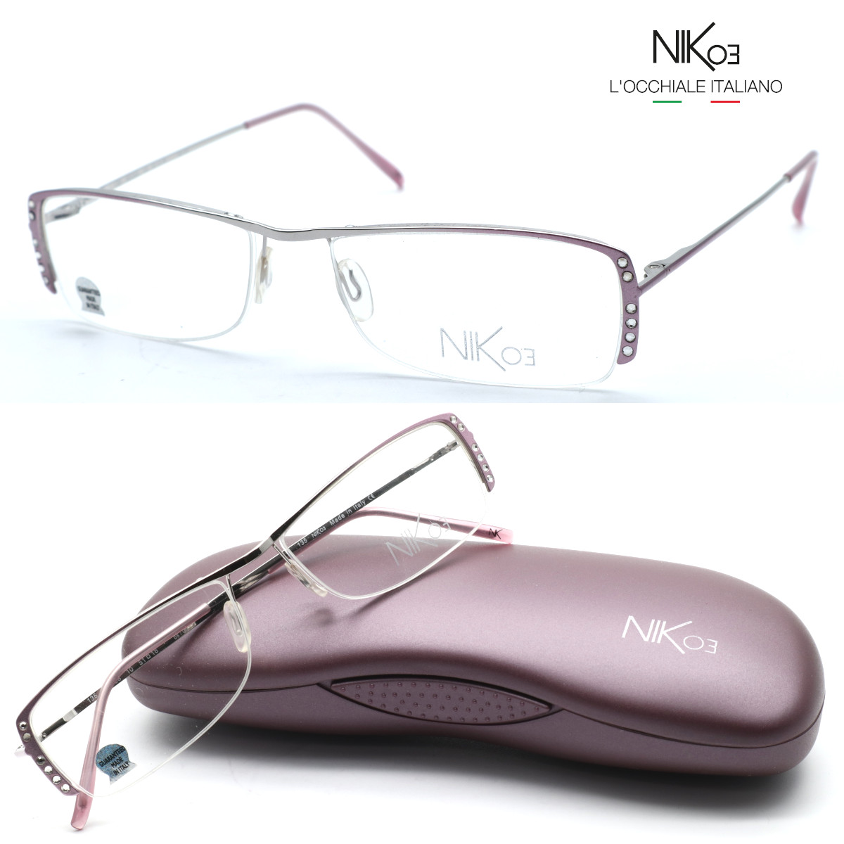 【NIK03】ニックゼロスリー メガネ NK358 col.10 度付又は度無レンズ標準装備　イタリア製【送料無料】【正規品】クラシック ボストン レディース 男女兼用 ブランド おしゃれ 高級
