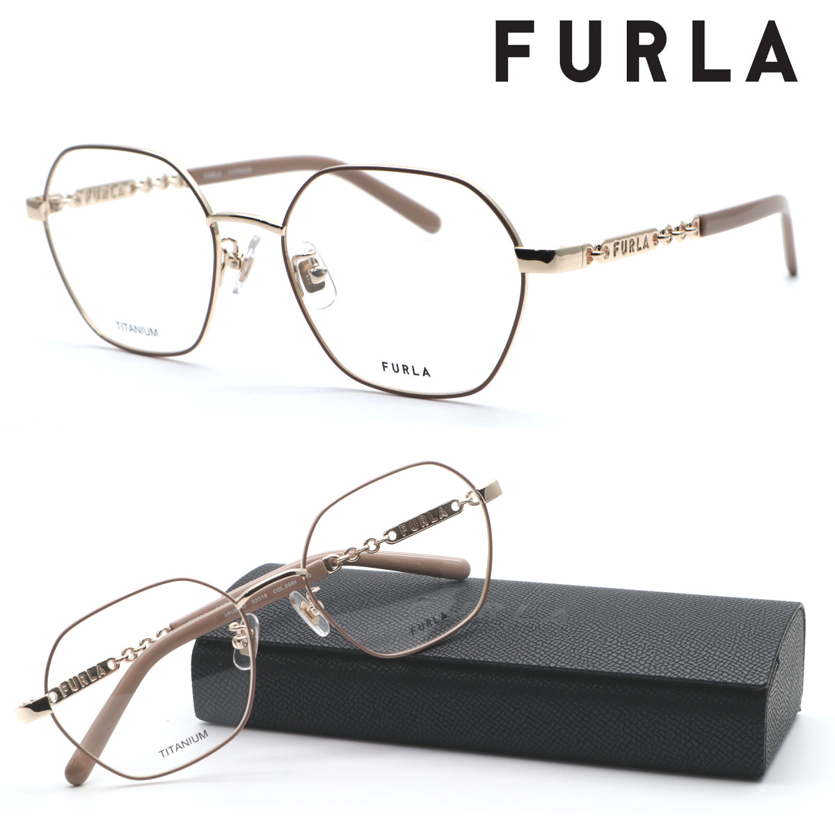 【FURLA】フルラ メガネ　VFUB44J col.0594 度付又は度無レンズセット 【正規品】【送料無料】レディース ユニセックス おしゃれ ダテメガネ ブランド UVカット ボストン｜GlassGallery　Iｓ