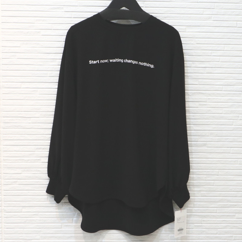 【PASSIONE】パシオーネ/ジョーゼットロゴプリントブラウス/616970/ 色合い：黒いこと /size:38 心地好い 御膳上等 レディース 春夏秋物 オール季節 トップス ティーシャツ【定まり品】【貨物輸送無料】今めかしい レディース ブランド名 御膳上等 一般受け