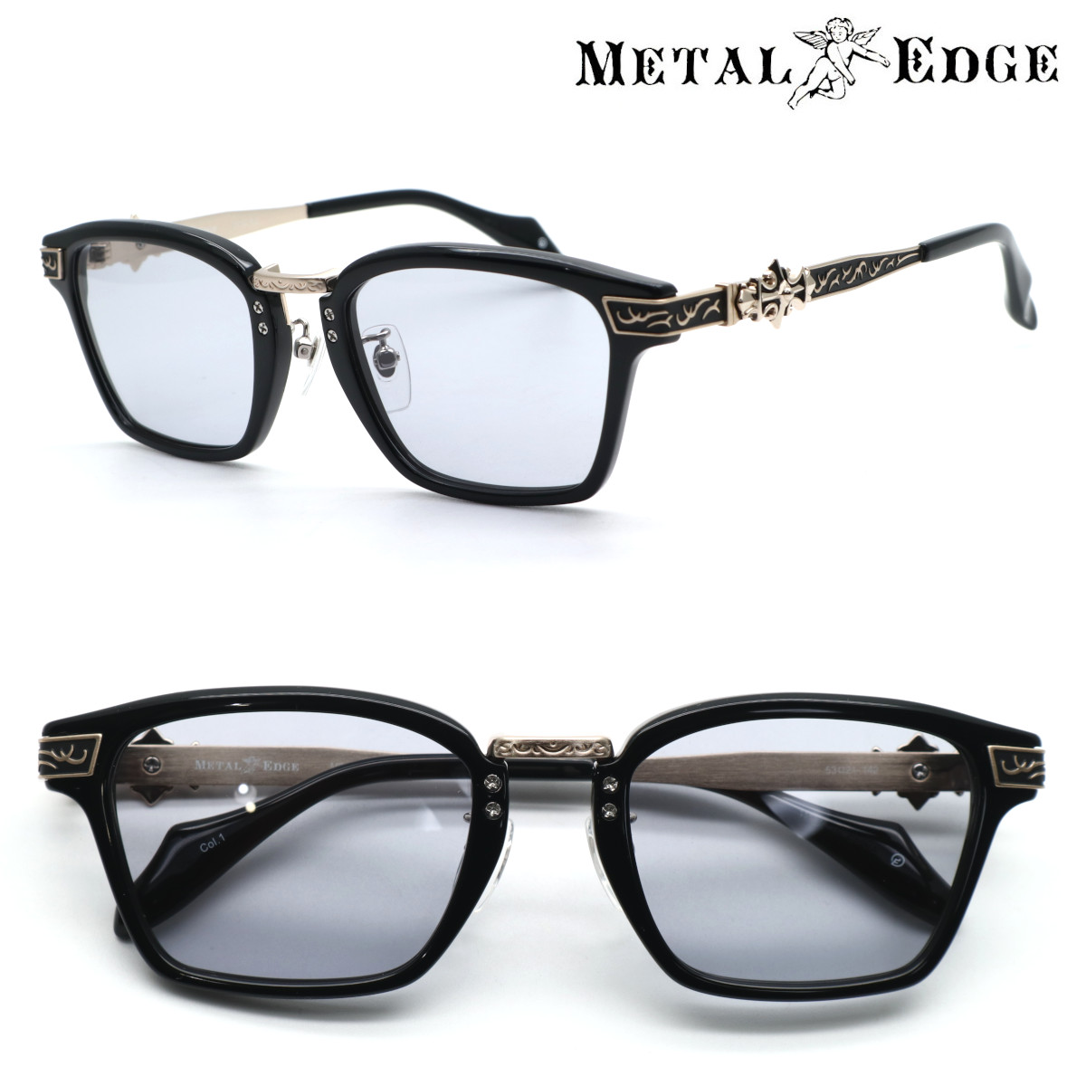 【METAL EDGE】メタルエッジ MESG-802 col.1 サングラス 【正規品】【送料無料】メンズ ユニセックス ボストン クラシック 人気 ワイルド 大きいサイズ ブランド 個性的 UVカット 伊達メガネ|GlassGallery Is