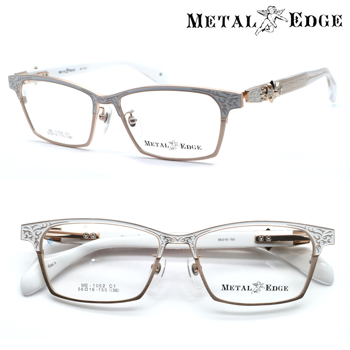 【METAL EDGE】メタルエッジ ME-1052 col.1 メガネ 度付又は度無レンズセット 【正規品】【送料無料】メンズ ユニセックス ボストン クラシック 人気 ワイルド 大きいサイズ ブランド 個性的｜GlassGallery　Iｓ