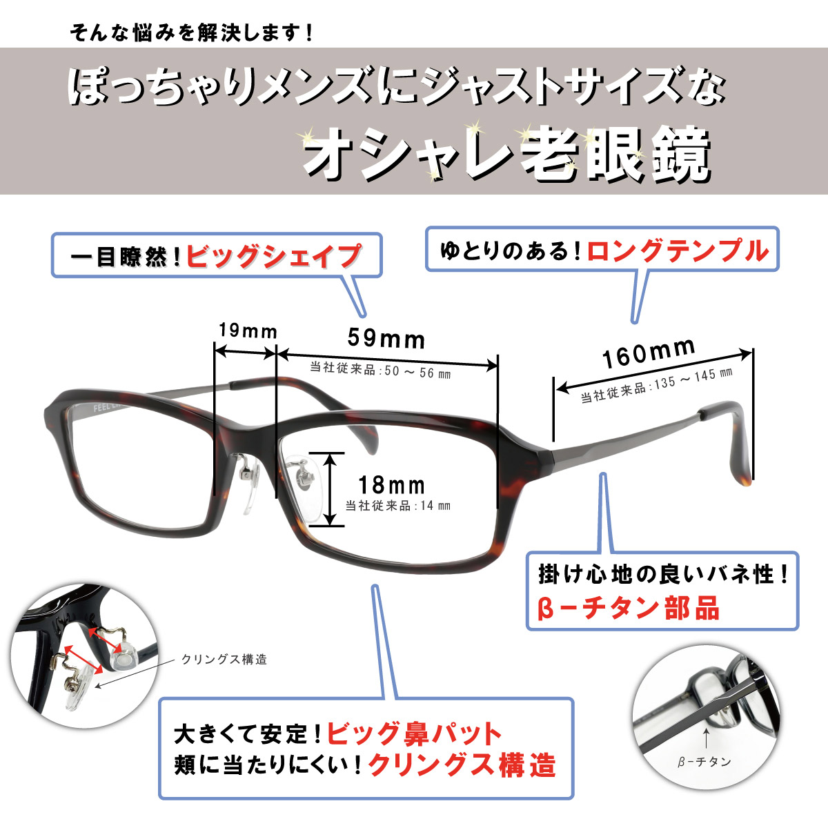 楽天市場 あす楽12時 送料無料 老眼鏡 メンズ 大きめ かっこいい おしゃれ 男性 ちょいワル Feel Life 大きなサイズ リーディンググラス シニアグラス 30代 40代 50代 1 0 より チタン 読書 ビジネス Fl9002 オプティックストアグラスガーデン