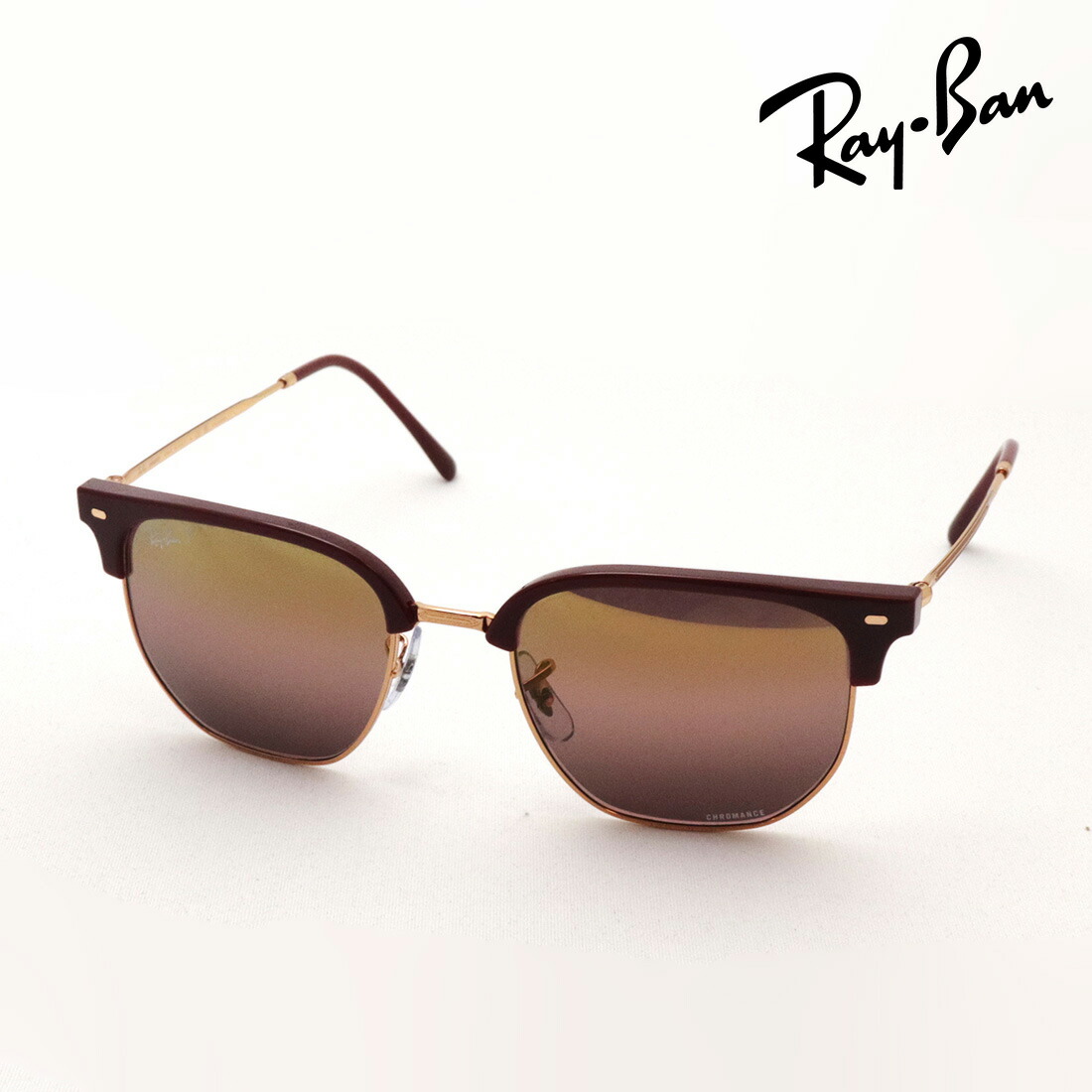 レイバン 偏光サングラス 正規品 クロマンス CHROMANCE ニュークラブマスター Ray-Ban RB4416 6654G9 RB4416F 6654G9 レディース メンズ RayBan 純正度付き偏光レンズ可 ブロー レッド系