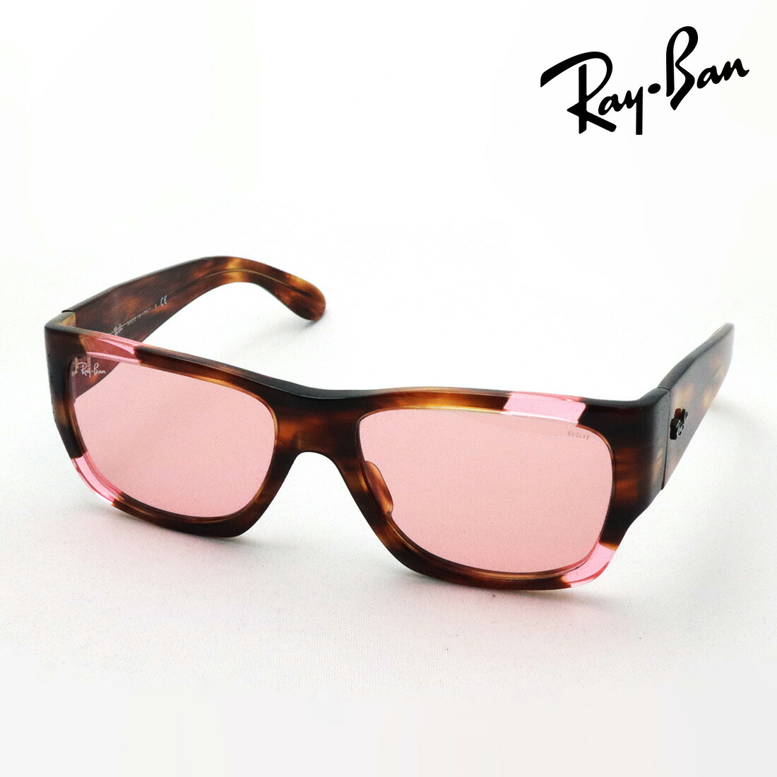アウトレット レイバン 調光サングラス 正規品 EVOLVE ウェイファーラー ノマド Ray-Ban RB2187 1330V7 54 レディース メンズ RayBan Made In Italy ウェリントン ピンク系 外箱なし