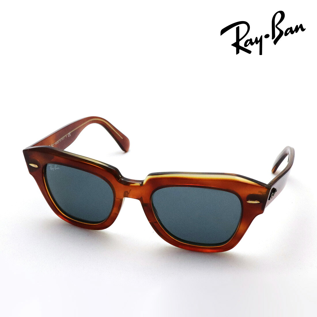 逃げ口 レイバン 黒眼鏡 定め事品 省表どおり Ray-Ban RB2186 1293R5 49大きさ レディース メンズ 大層らしい RayBan Made In Italy ウェリントン トータス系 外箱なし