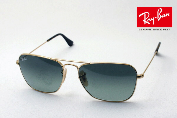 美品レイバン Ray-Ban サングラス RB3136 CARAVAN CF CARAVAN Sunglasses in Arista Gold and G-15 Green - RB3136