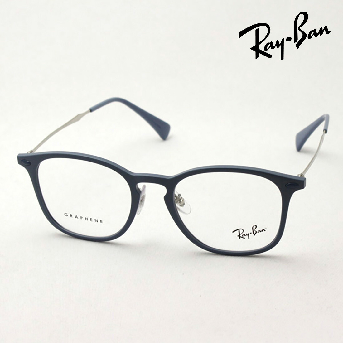 プレミア生産終了モデル レイバン メガネ フレーム 正規品 Ray-Ban RX8954 5756 伊達メガネ 度付き ブルーライト カット 眼鏡 メタル RayBan Made In Italy スクエア ブルー系