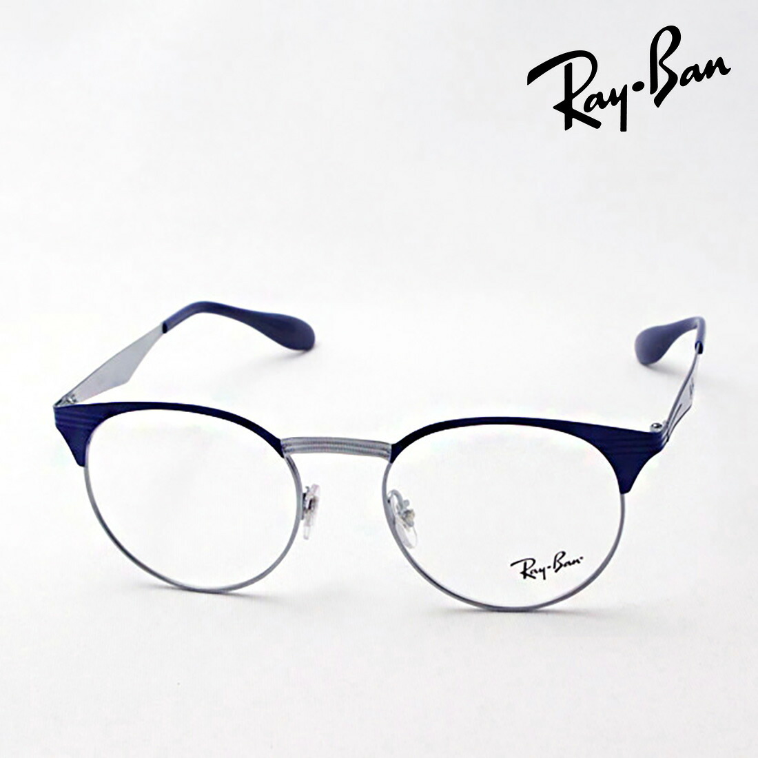 プレミア生産終了モデル レイバン メガネ フレーム 正規品 Ray-Ban RX6406 2906 伊達メガネ 度付き ブルーライト カット 眼鏡 丸メガネ RayBan ラウンド ブルー系