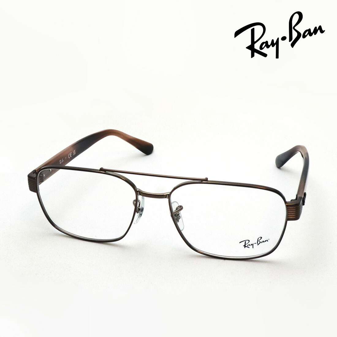 レイバン メガネ フレーム 正規品 Ray-Ban RX3751V 3182 56 58 伊達メガネ 度付き ブルーライト カット 眼鏡 RayBan メタル スクエア ブラウン系