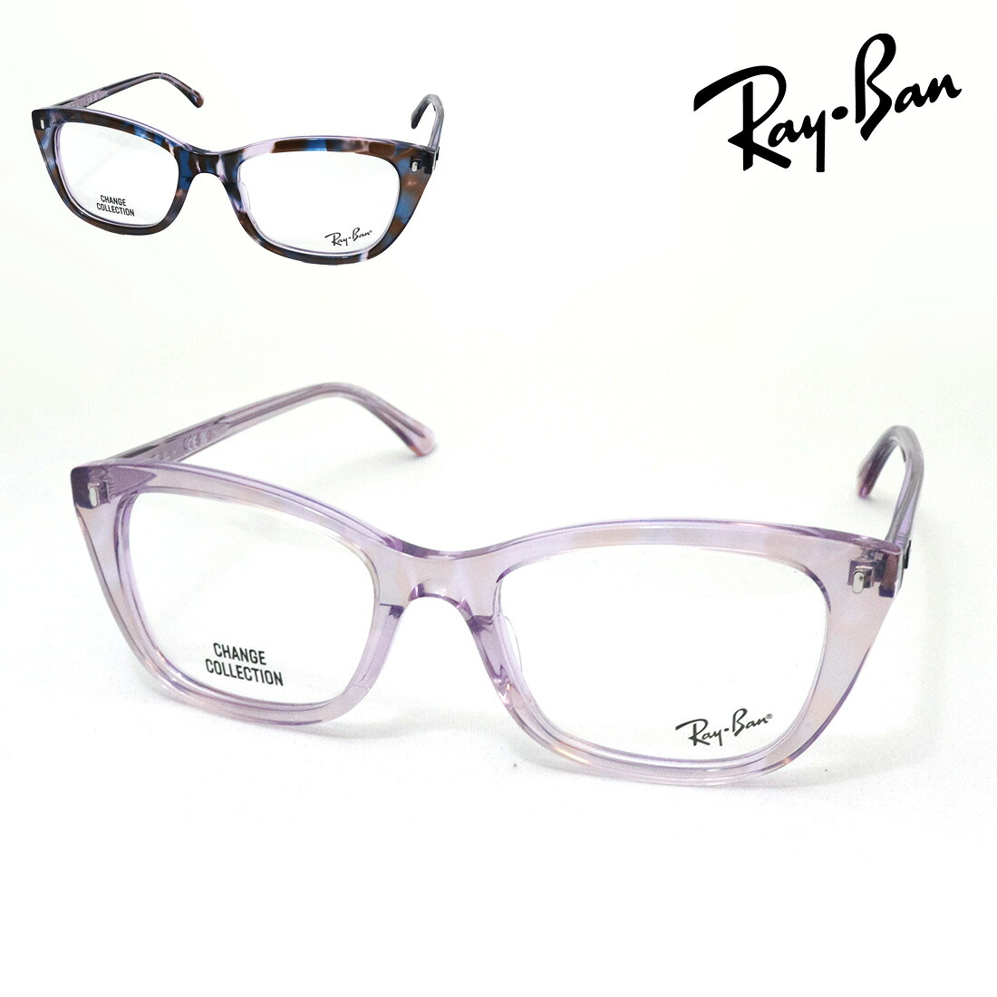 レイバン メガネ フレーム 正規品 Ray-Ban RX5433 8292 50 52 OPTICS CHANGE 伊達メガネ 度付き ブルーライト カット 眼鏡 RayBan ウェリントン パープル系｜グラスマニア -Tokyo Aoyama-