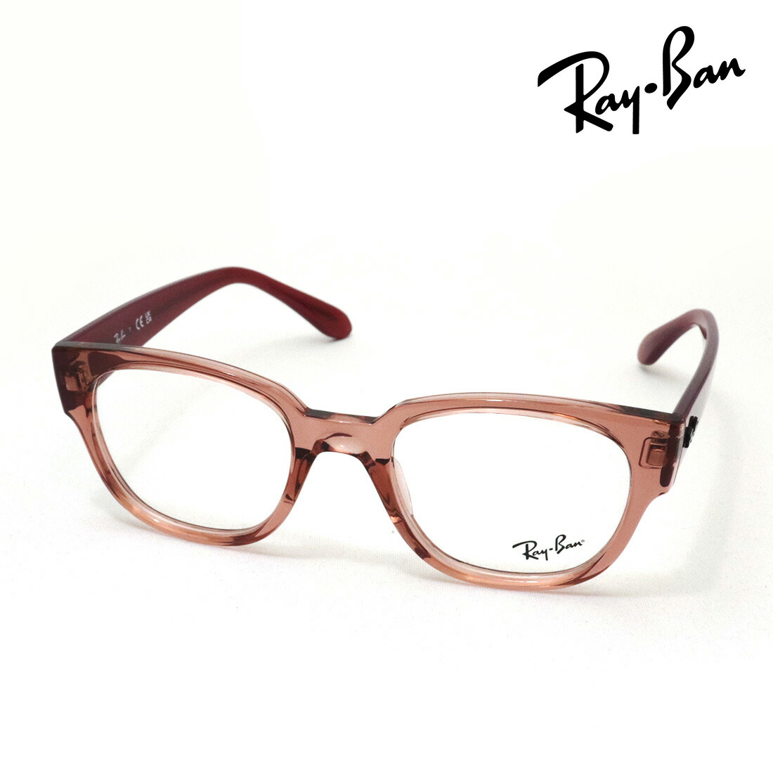 プレミア生産終了モデル レイバン メガネ フレーム 正規品 Ray-Ban RX7210 8314 50 52 伊達メガネ 度付き ブルーライト カット 眼鏡 RayBan スクエア ピンク系|グラスマニア -Tokyo Aoyama-