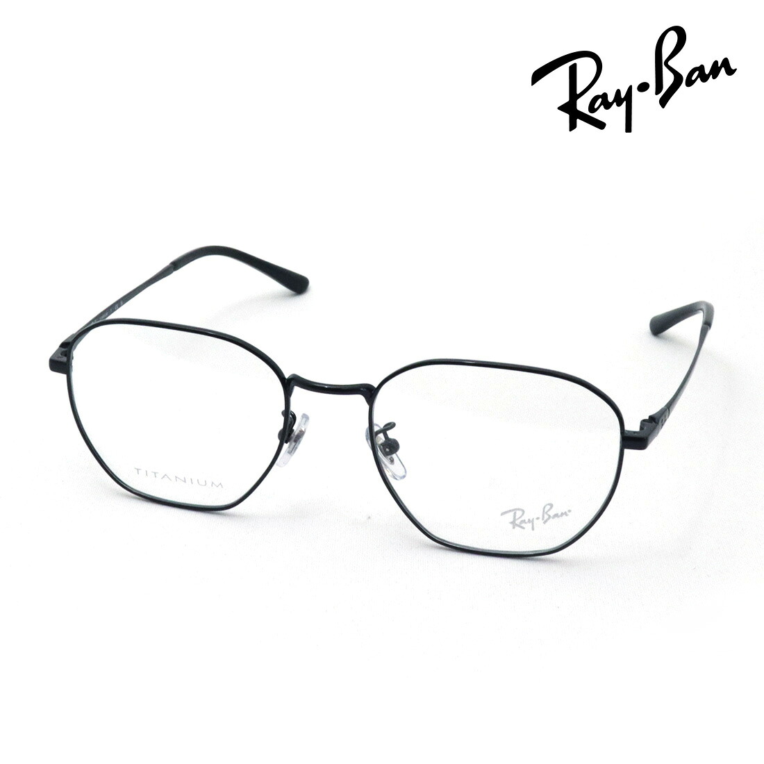 レイバン メガネ フレーム 正規品 Ray-Ban RX8777D 1244 53 伊達メガネ 度付き ブルーライト カット 眼鏡 RayBan チタン 幾何学形 スクエア ブラック系