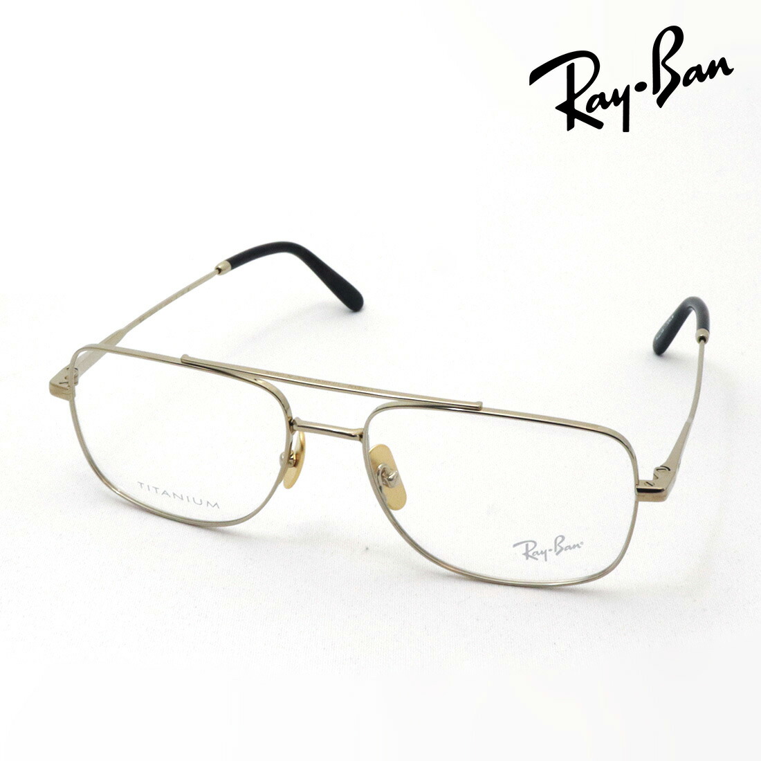 レイバン メガネ フレーム 正規品 WILLIAM TITANIUM ウィリアム チタニウム Ray-Ban RX8797 1246 56 58 伊達メガネ 度付き ブルーライト カット 眼鏡 RayBan チタン 幾何学形 スクエア ゴールド系|グラスマニア -Tokyo Aoyama-