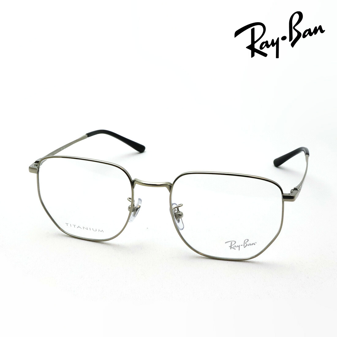 レイバン メガネ フレーム 正規品 Ray-Ban RX8776D 1002 53 伊達メガネ 度付き ブルーライト カット 眼鏡 RayBan チタン 幾何学形 スクエア シルバー系|グラスマニア -Tokyo Aoyama-