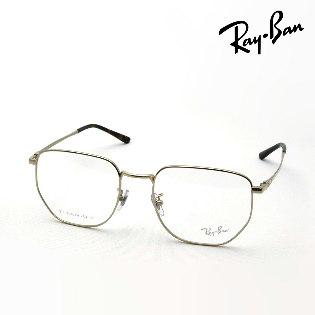 レイバン メガネ フレーム 正規品 Ray-Ban RX8776D 1251 53 伊達メガネ 度付き ブルーライト カット 眼鏡 RayBan チタン 幾何学形 スクエア ゴールド系|グラスマニア -Tokyo Aoyama-