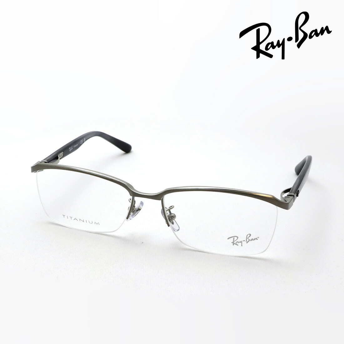 NewModel レイバン メガネ フレーム 正規品 Ray-Ban RX8779D 1253 55 伊達メガネ 度付き ブルーライト カット 眼鏡 RayBan チタン スクエア ハーフリム シルバー系｜グラスマニア -Tokyo Aoyama-