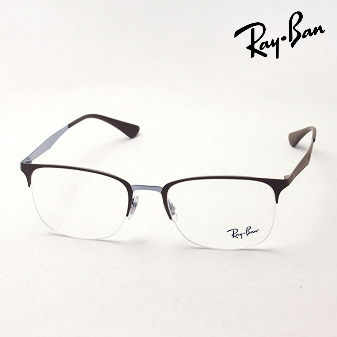 プレミア生産終了モデル レイバン メガネ フレーム 正規品 Ray-Ban RX6433 3040 伊達メガネ 度付き ブルーライト カット 眼鏡 メタル RayBan ハーフリム