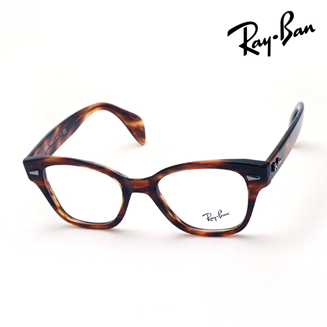 プレミア生産終了モデル レイバン メガネ フレーム 正規品 Ray-Ban RX0880 2144 伊達メガネ 度付き ブルーライト カット 眼鏡 RayBan Made In Italy ウェリントン トータス系