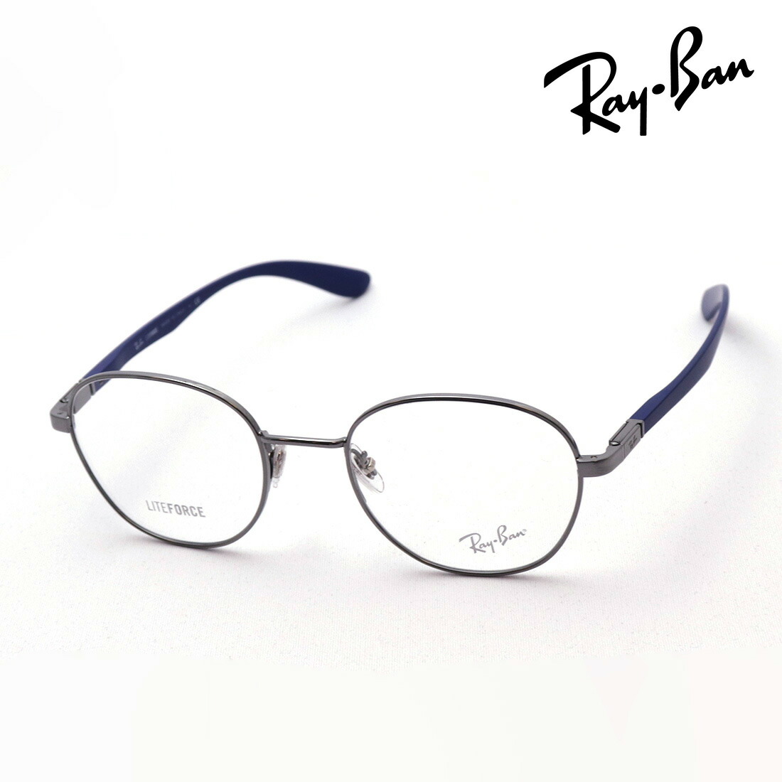 プレミア生産終了モデル レイバン メガネ フレーム 正規品 Ray-Ban RX6461 2502 伊達メガネ 度付き ブルーライト カット 眼鏡 黒縁 丸メガネ RayBan Made In Italy ラウンド シルバー系 ブルー系