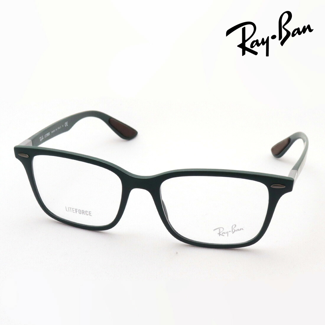 レイバン メガネ フレーム 正規品 Ray-Ban RX7144 8062 伊達メガネ 度付き ブルーライト カット 眼鏡 RayBan Made In Italy ウェリントン グリーン系