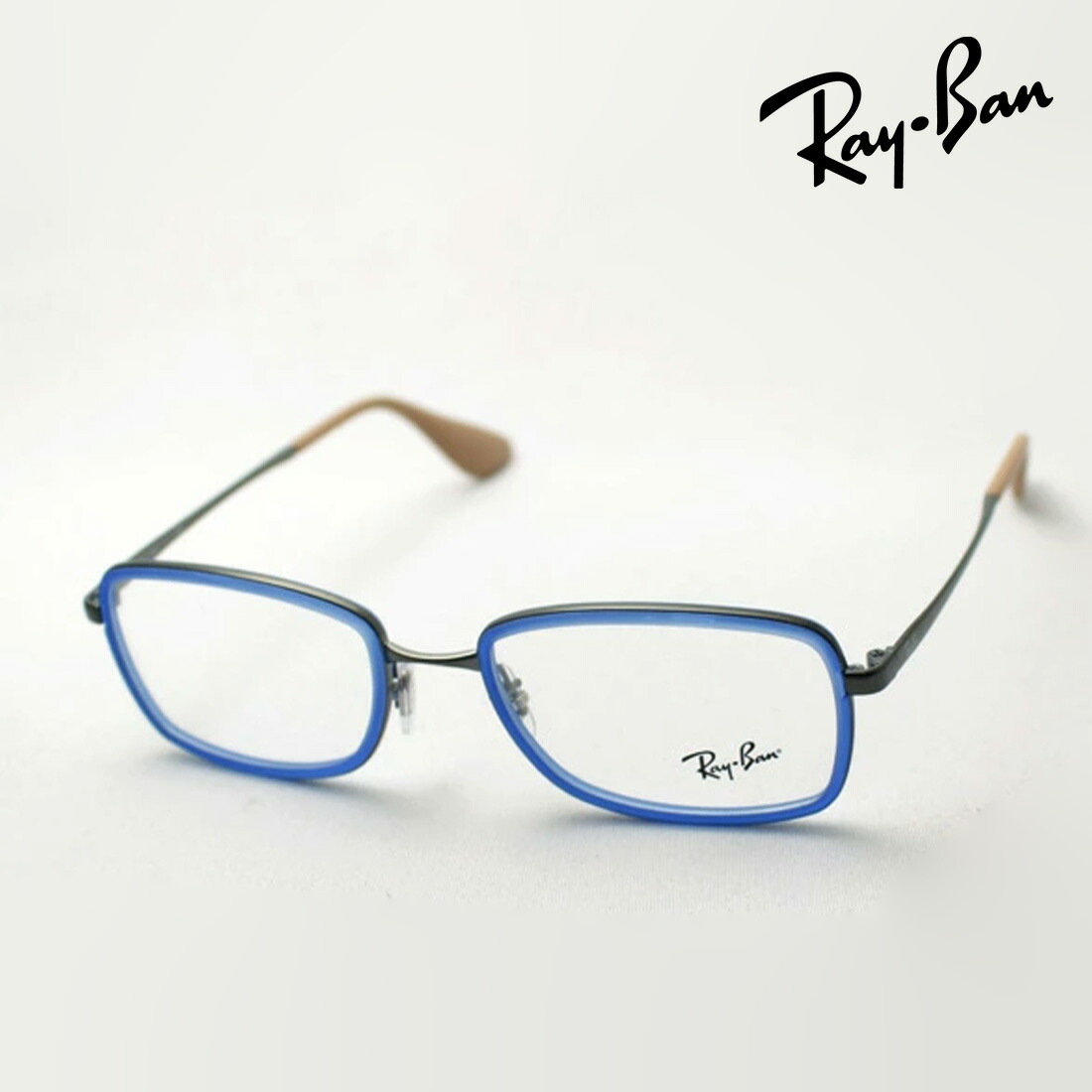 プレミア生産終了モデル レイバン メガネ フレーム 正規品 Ray-Ban RX6336 2620 伊達メガネ 度付き ブルーライト カット 眼鏡 メタル RayBan スクエア ブルー系