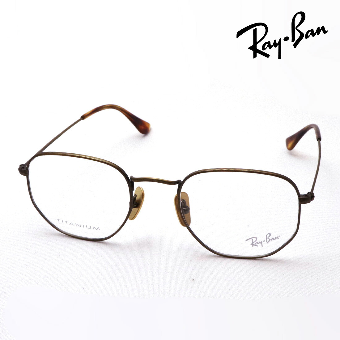レイバン メガネ フレーム 正規品 HEXAGONAL ヘキサゴナル チタニウム Ray-Ban RX8148V 1222 伊達メガネ 度付き ブルーライト カット 眼鏡 メタル 丸メガネ RayBan Made In Japan ラウンド ゴールド系|グラスマニア -Tokyo Aoyama-