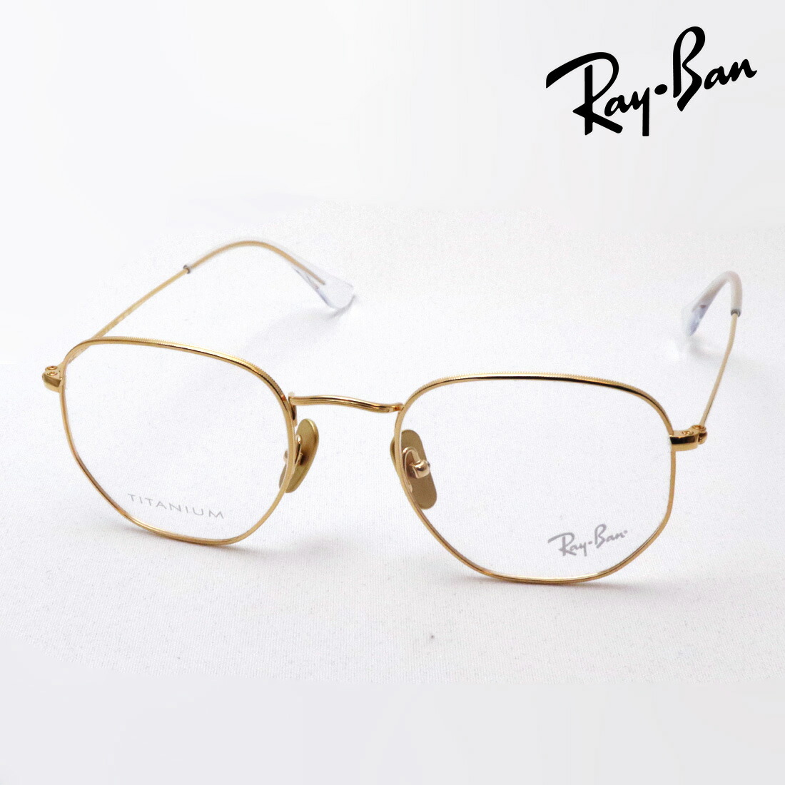 レイバン メガネ フレーム 正規品 HEXAGONAL ヘキサゴナル チタニウム Ray-Ban RX8148V 1225 伊達メガネ 度付き ブルーライト カット 眼鏡 メタル 丸メガネ RayBan Made In Japan ラウンド ゴールド系