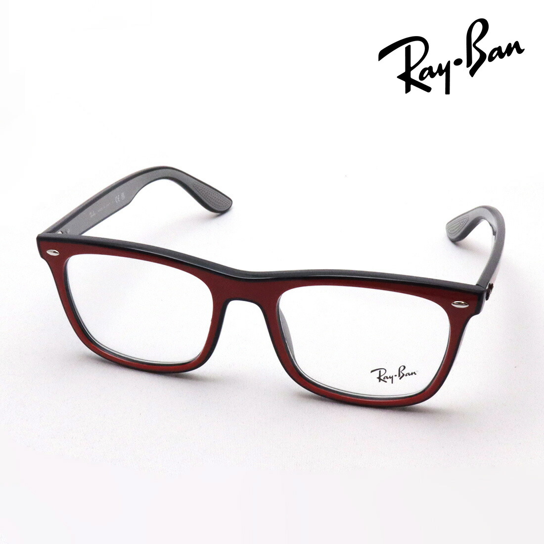 プレミア生産終了モデル レイバン メガネ フレーム 正規品 Ray-Ban RX7209F 8212 伊達メガネ 度付き ブルーライト カット 眼鏡 RayBan Made In Italy スクエア レッド系 ブラック系 グレー系