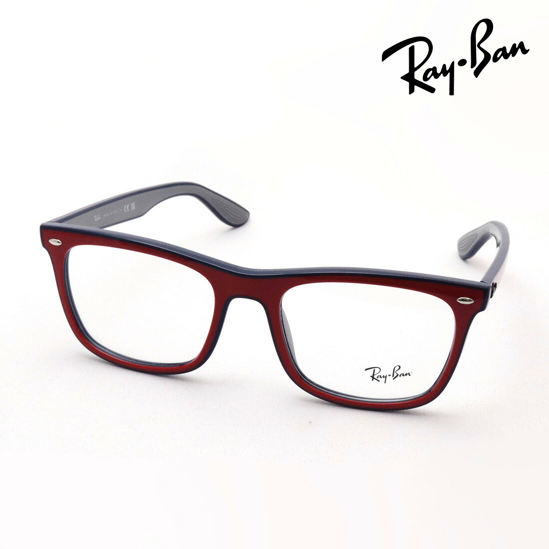 プレミア生産終了モデル レイバン メガネ フレーム 正規品 Ray-Ban RX7209F 8215 伊達メガネ 度付き ブルーライト カット 眼鏡 RayBan Made In Italy スクエア レッド系 グレー系