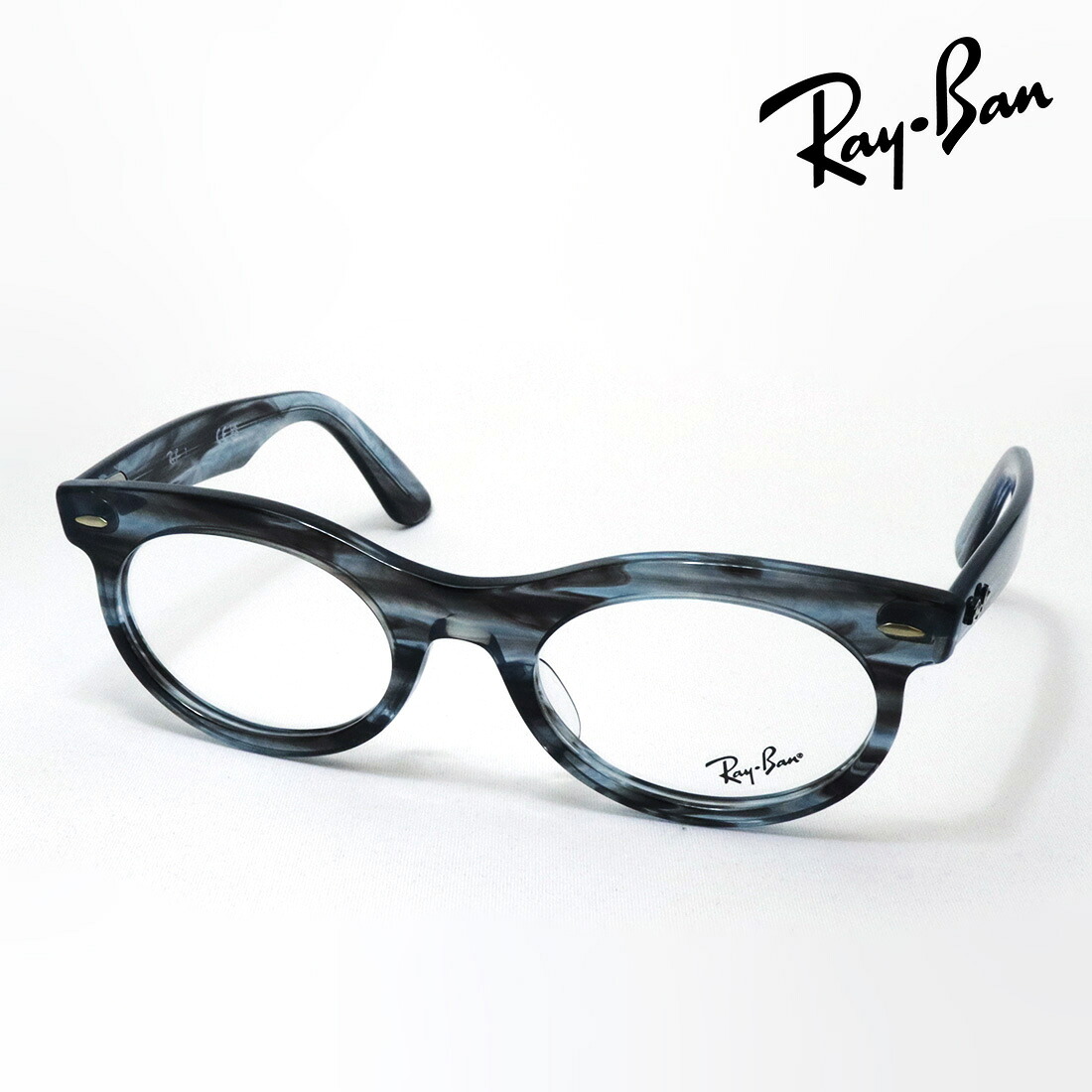 レイバン メガネ フレーム 正規品 WAYFARER OVAL Ray-Ban RX2242VF 8361 53 伊達メガネ 度付き ブルーライト カット 眼鏡 メタル 丸メガネ RayBan オーバル ブルー系