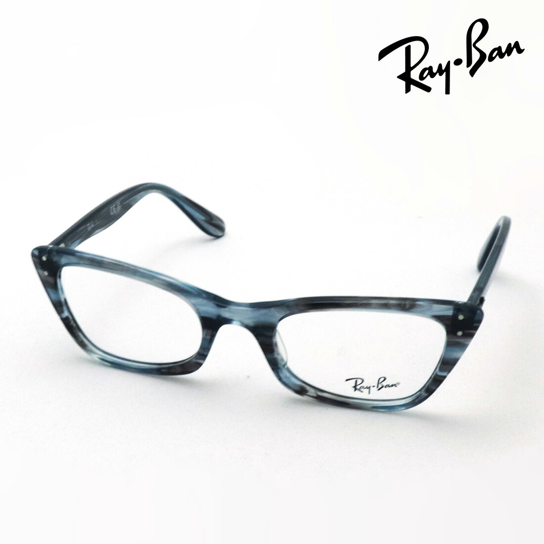 プレミア生産終了モデル レイバン メガネ フレーム 正規品 LADY BURBANK レディーバーバンク Ray-Ban RX5499 8361 49 伊達メガネ 度付き ブルーライト カット 眼鏡 RayBan フォックス ブルー系