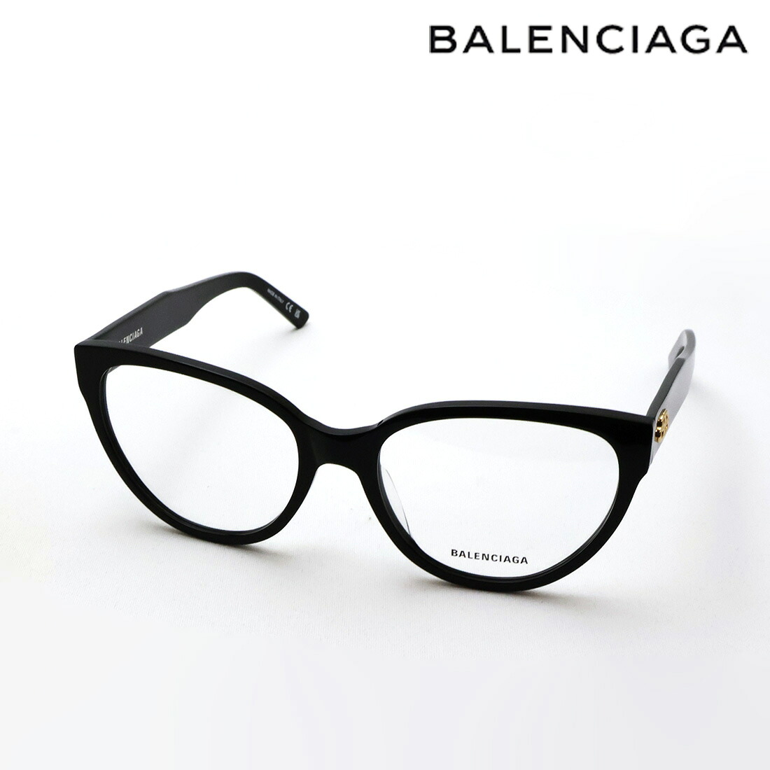 【バレンシアガ メガネ 正規販売店】 BALENCIAGA バレンシアガ デムナ・ヴァザリアデザイン BB0064O 001 54 伊達メガネ 度付き ブルーライト カット 眼鏡 Made In Italy フォックス ブラック系|グラスマニア -Tokyo Aoyama-