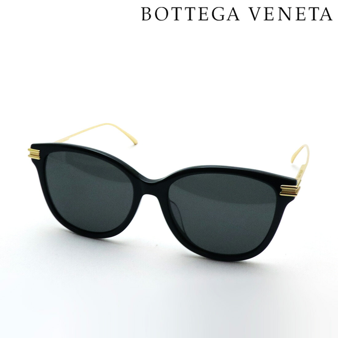 プレミア生産終了モデル 【ボッテガ ヴェネタ サングラス 正規販売店】BOTTEGA VENETA BV1048SA 001 55 ボッテガヴェネタ Made In Italy レディース ウェリントン ブラック系